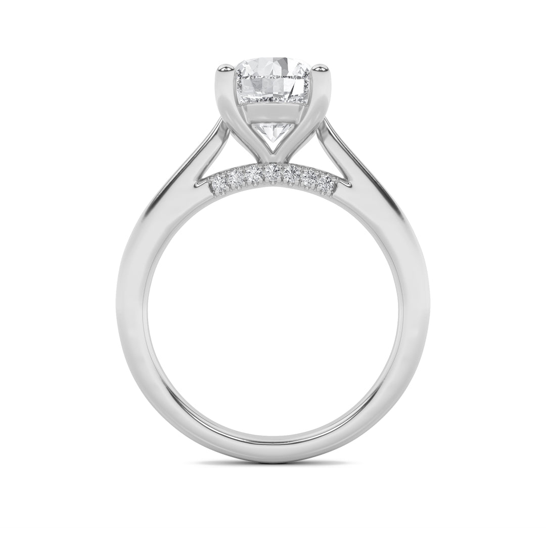 1CTW Round Shaped Lab Grown Diamond (F/VS) Accented Enagement Ring in 14K Gold