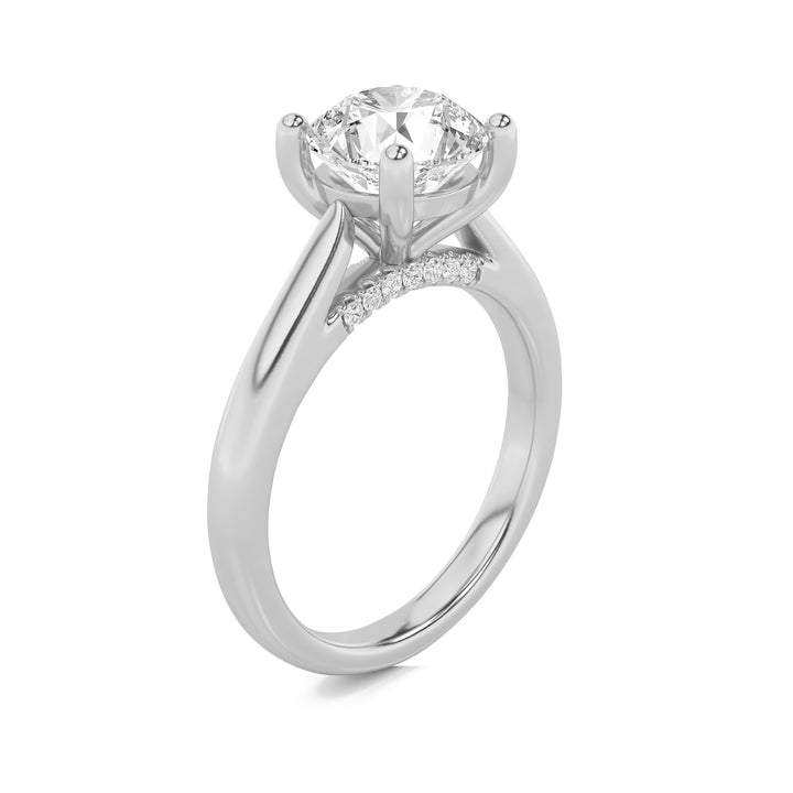 2Cttw Round Shaped Lab Grown Diamond (G/VS) Accented Enagement Ring in 14K Gold