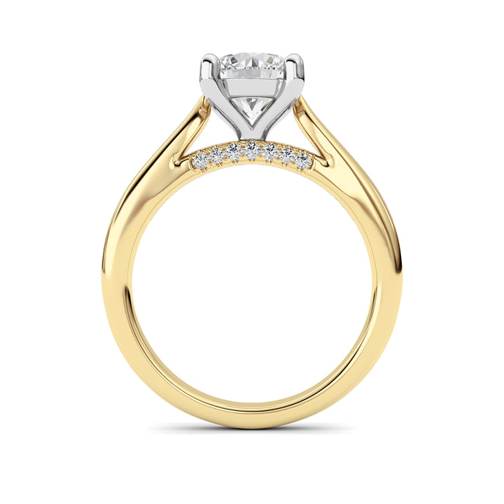 2Cttw Round Shaped Lab Grown Diamond (F/VS) Accented Enagement Ring in 14K Gold