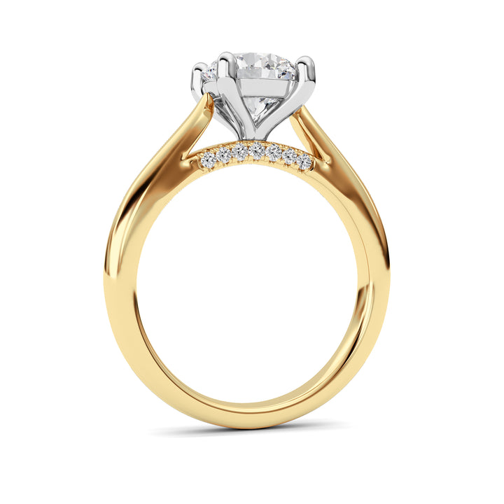 2Cttw Round Shaped Lab Grown Diamond (F/VS) Accented Enagement Ring in 14K Gold