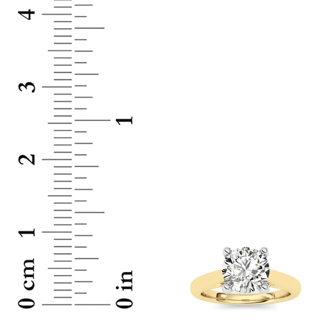 2Cttw Round Shaped Lab Grown Diamond (F/VS) Accented Enagement Ring in 14K Gold