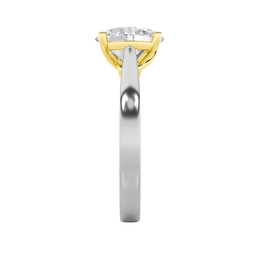 2Cttw Oval Shaped Lab Grown Diamond (F/VS) Two Tone Twisted Basket Cathedral Shank Solitaire Ring in 14K Gold