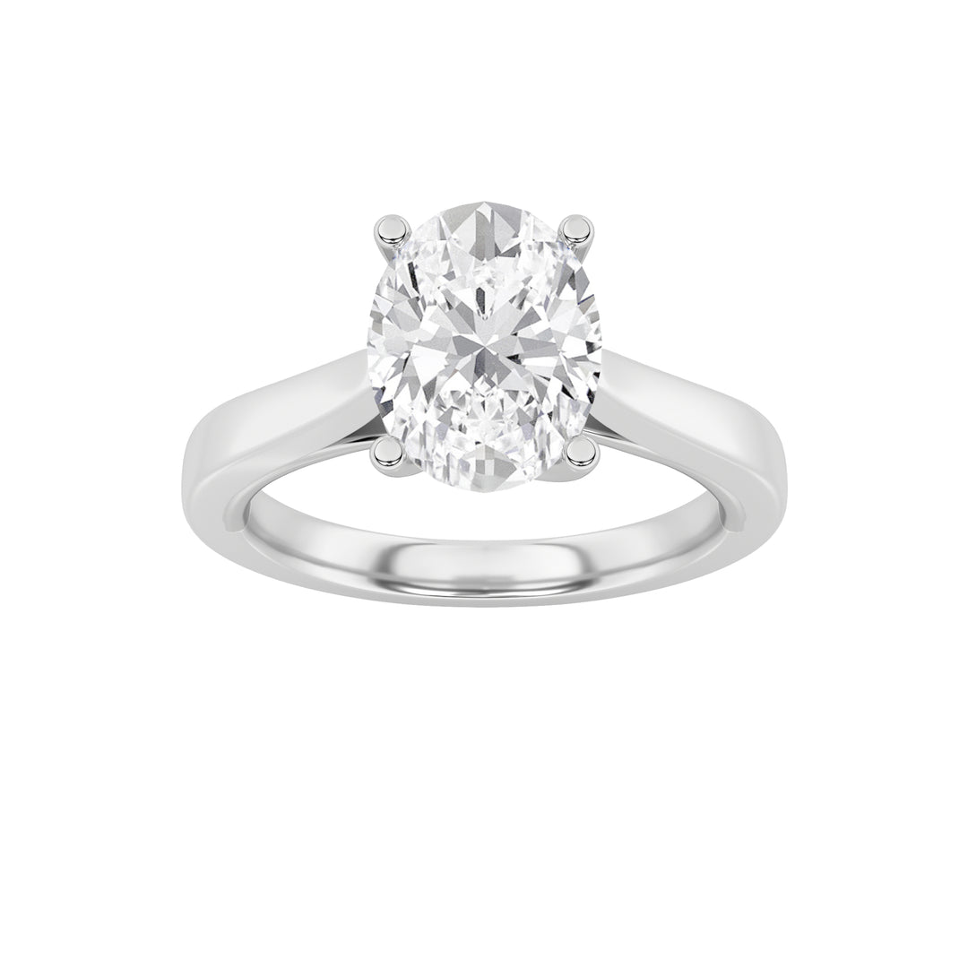 3Cttw Oval Shaped Lab Grown Diamond (G/VS) Twisted Basket Cathedral Shank Solitaire Ring in 14K Gold