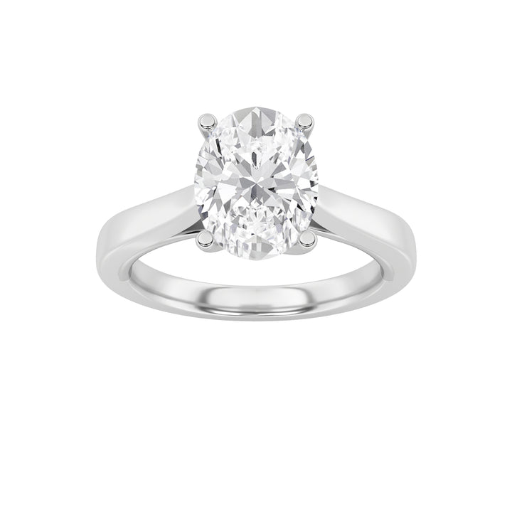 3Cttw Oval Shaped Lab Grown Diamond (G/VS) Twisted Basket Cathedral Shank Solitaire Ring in 14K Gold