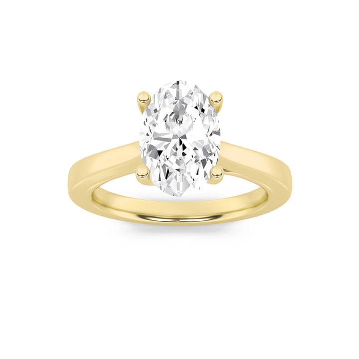 3Cttw Oval Shaped Lab Grown Diamond (G/VS) Twisted Basket Cathedral Shank Solitaire Ring in 14K Gold