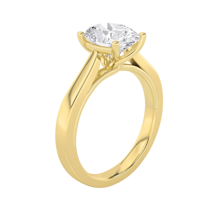3Cttw Oval Shaped Lab Grown Diamond (G/VS) Twisted Basket Cathedral Shank Solitaire Ring in 14K Gold