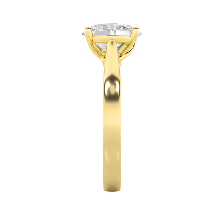 3Cttw Oval Shaped Lab Grown Diamond (G/VS) Twisted Basket Cathedral Shank Solitaire Ring in 14K Gold