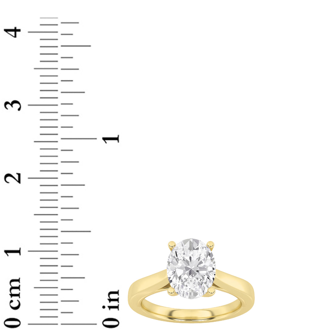 3Cttw Oval Shaped Lab Grown Diamond (G/VS) Twisted Basket Cathedral Shank Solitaire Ring in 14K Gold