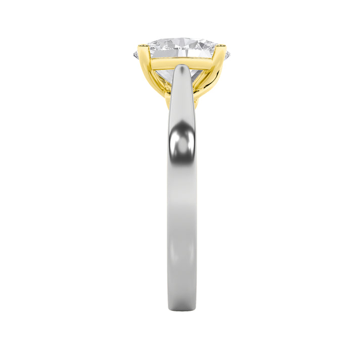 3Cttw Oval Shaped Lab Grown Diamond (F/VS) Two Tone Twisted Basket Cathedral Shank Solitaire Ring in 14K Gold