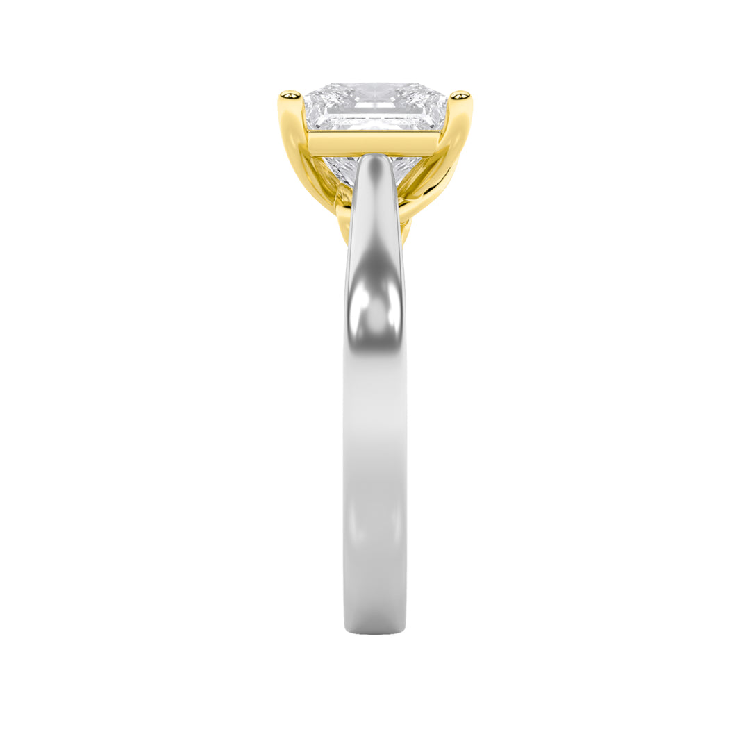 1CTW Princess Shaped Lab Grown Diamond (F/VS) Two Tone Twisted Basket Cathedral Shank Solitaire Ring in 14K Gold