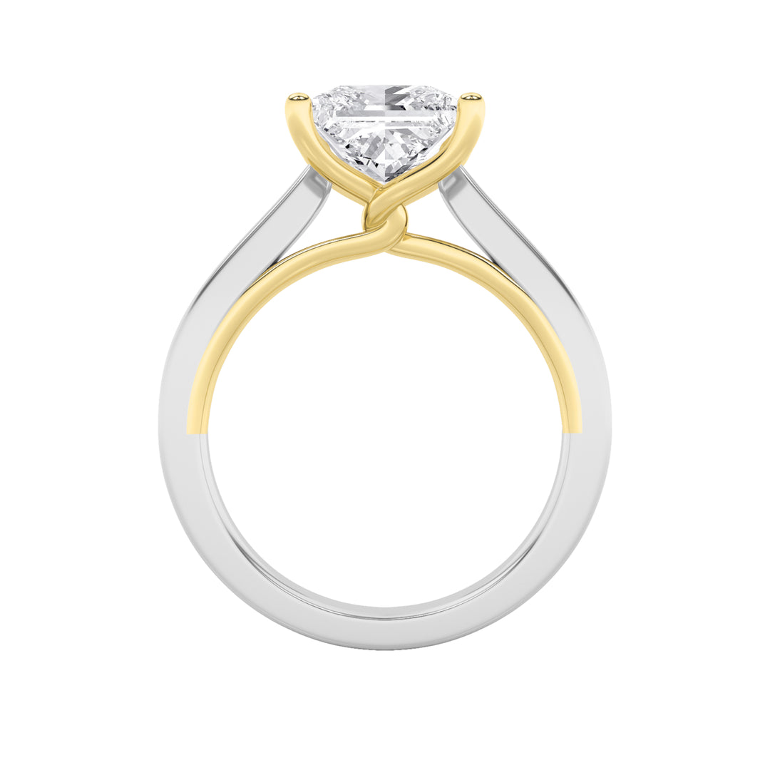 2Cttw Princess Shaped Lab Grown Diamond (F/VS) Two Tone Twisted Basket Cathedral Shank Solitaire Ring in 14K Gold