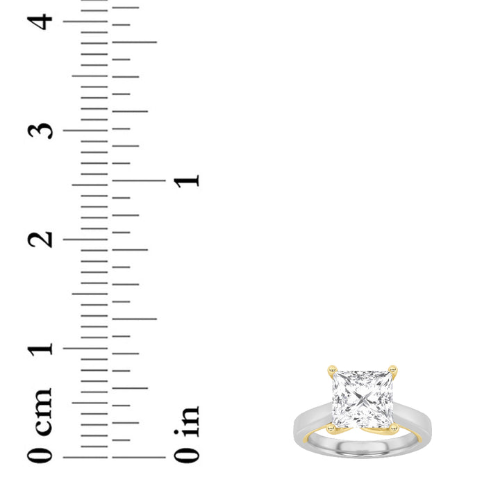 2Cttw Princess Shaped Lab Grown Diamond (F/VS) Two Tone Twisted Basket Cathedral Shank Solitaire Ring in 14K Gold