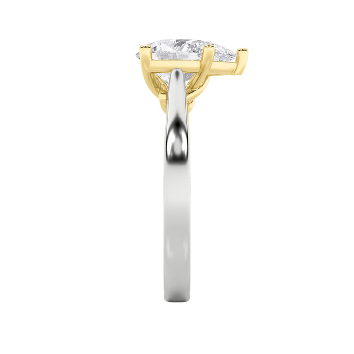 2Cttw Pear Shaped Lab Grown Diamond (F/VS) Two Tone Twisted Basket Cathedral Shank Solitaire Ring in 14K Gold