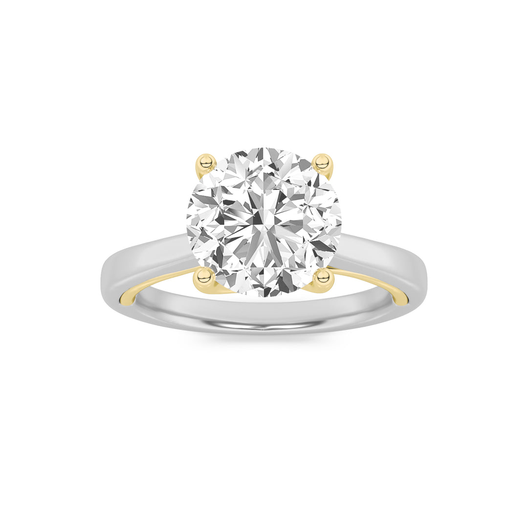 1CTW Round Shaped Lab Grown Diamond (F/VS) Two Tone Twisted Basket Cathedral Shank Solitaire Ring in 14K Gold