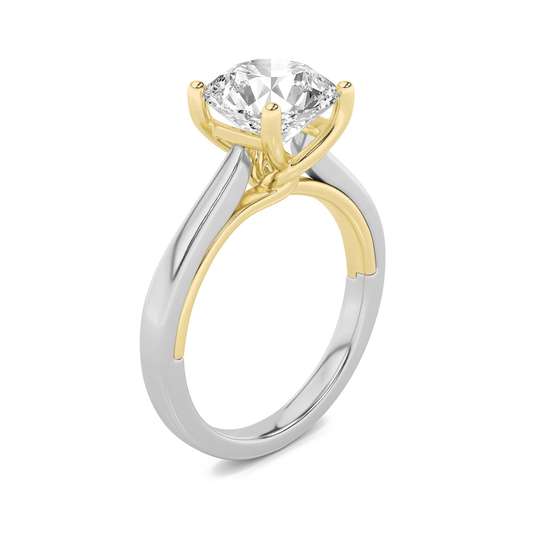 1CTW Round Shaped Lab Grown Diamond (F/VS) Two Tone Twisted Basket Cathedral Shank Solitaire Ring in 14K Gold