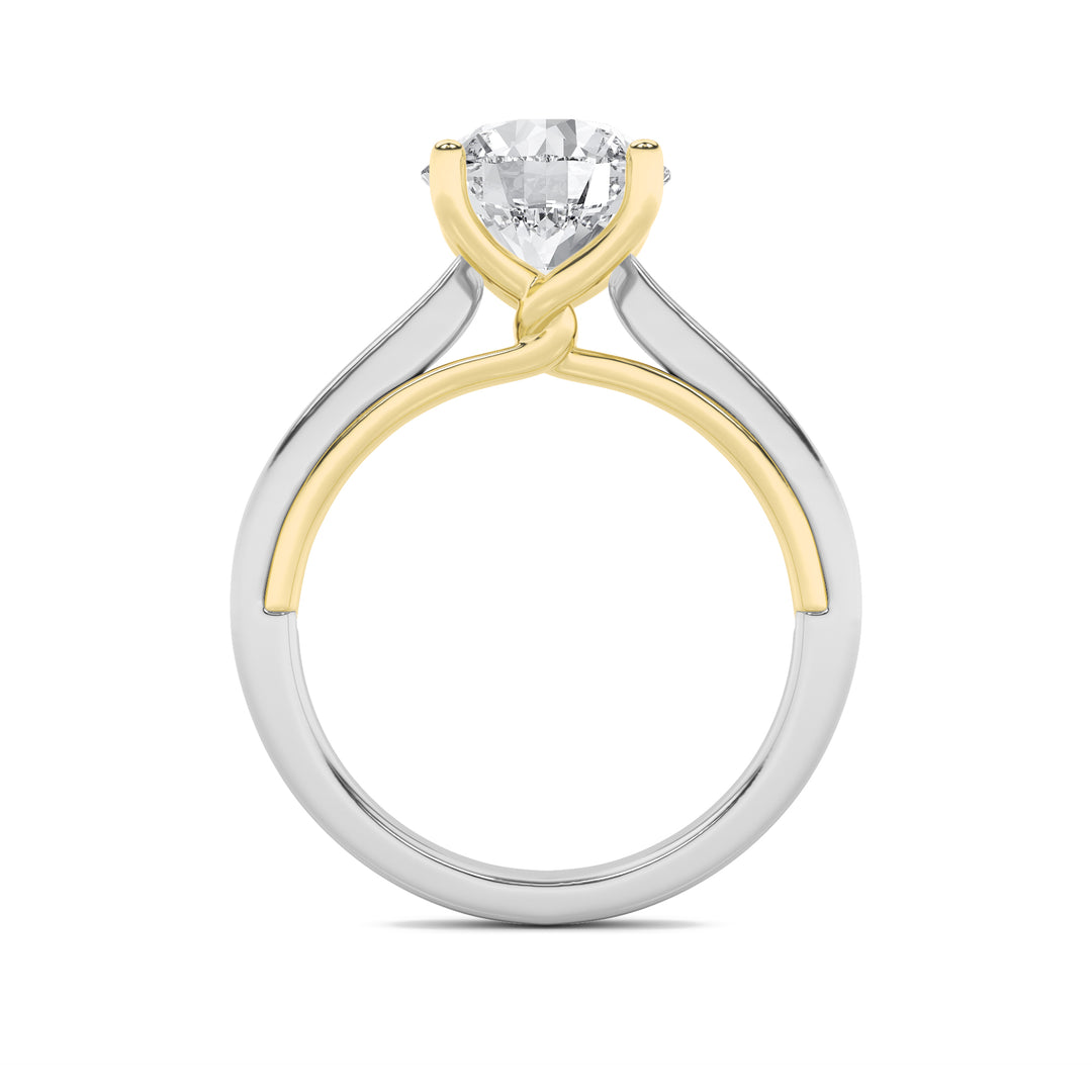 1CTW Round Shaped Lab Grown Diamond (F/VS) Two Tone Twisted Basket Cathedral Shank Solitaire Ring in 14K Gold