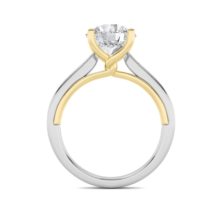 1CTW Round Shaped Lab Grown Diamond (F/VS) Two Tone Twisted Basket Cathedral Shank Solitaire Ring in 14K Gold