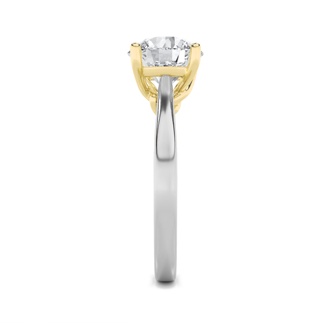 1CTW Round Shaped Lab Grown Diamond (F/VS) Two Tone Twisted Basket Cathedral Shank Solitaire Ring in 14K Gold
