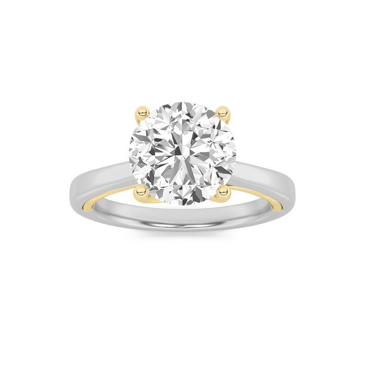 2Cttw Round Shaped Lab Grown Diamond (F/VS) Two Tone Twisted Basket Cathedral Shank Solitaire Ring in 14K Gold