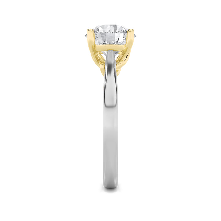 2Cttw Round Shaped Lab Grown Diamond (G/VS) Two Tone Twisted Basket Cathedral Shank Solitaire Ring in 14K Gold