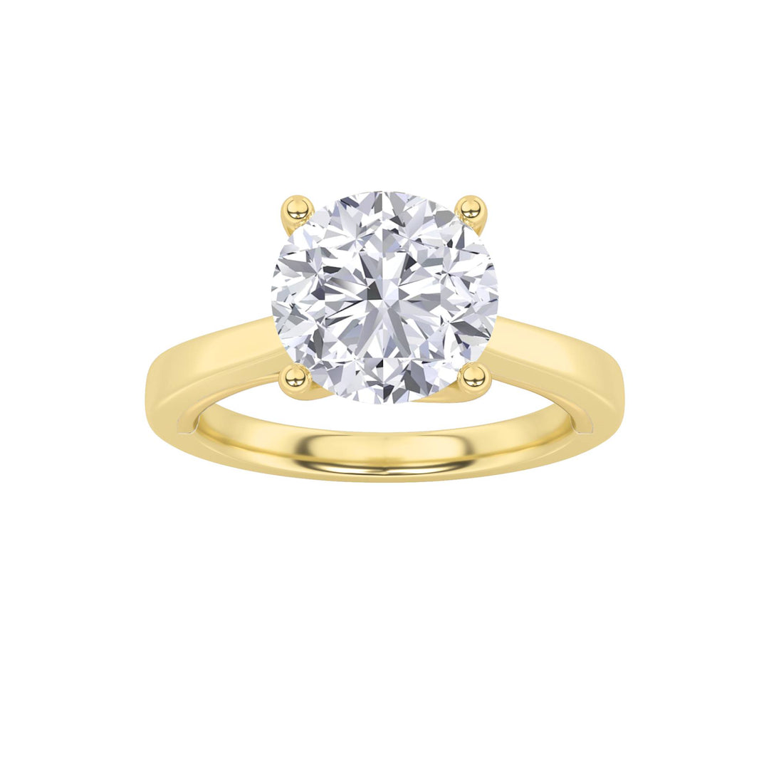 3Cttw Round Shaped Lab Grown Diamond (G/VS) Twisted Basket Cathedral Shank Solitaire Ring in 14K Gold