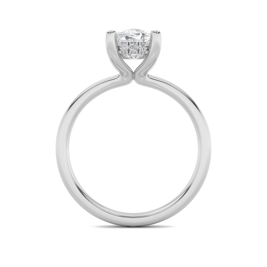 2.5CTW Elongated Cushion Shaped Lab Grown Diamond (G/VS) Hidden Halo Petite Shank Ring in 14K Gold