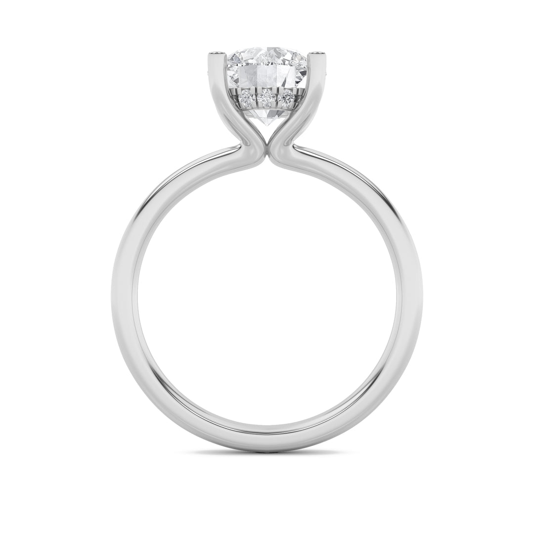 2CTW Round Shaped Lab Grown Diamond (F/VS) Hidden Halo Petite Shank Ring in 14K Gold