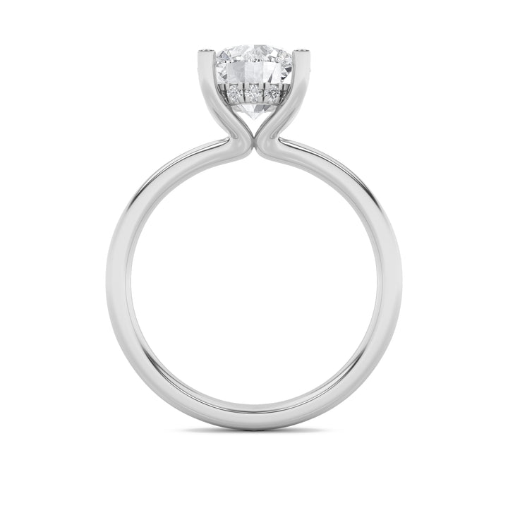 2CTW Round Shaped Lab Grown Diamond (F/VS) Hidden Halo Petite Shank Ring in 14K Gold