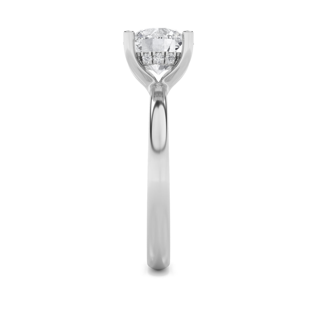 2CTW Round Shaped Lab Grown Diamond (F/VS) Hidden Halo Petite Shank Ring in 14K Gold