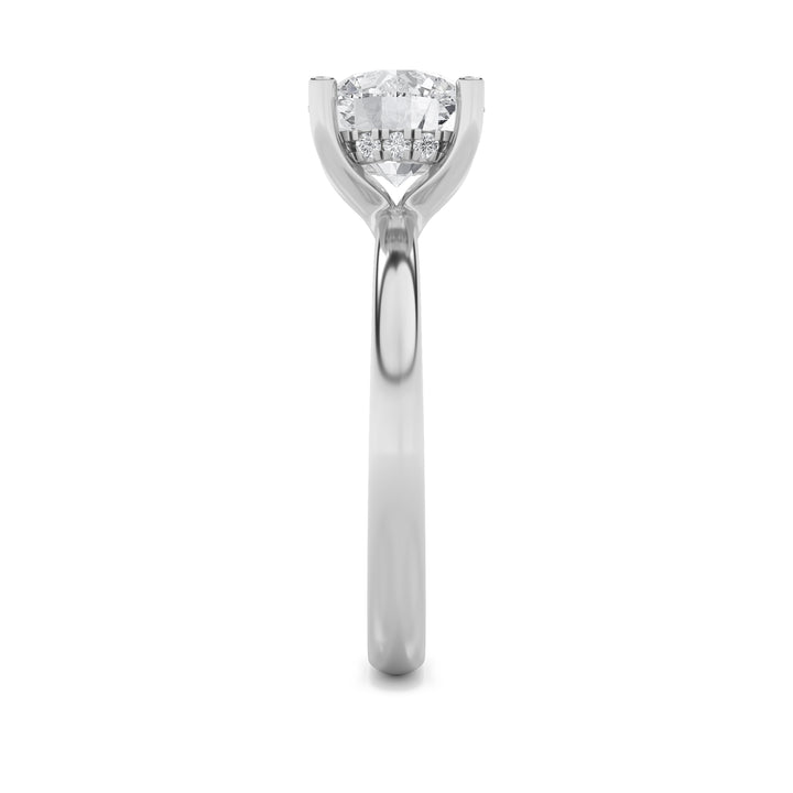 2CTW Round Shaped Lab Grown Diamond (F/VS) Hidden Halo Petite Shank Ring in 14K Gold