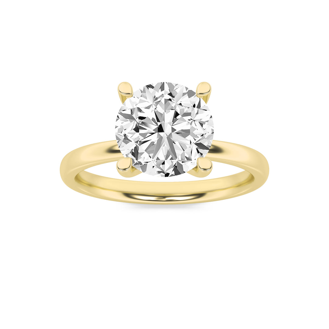 2CTW Round Shaped Lab Grown Diamond (F/VS) Hidden Halo Petite Shank Ring in 14K Gold