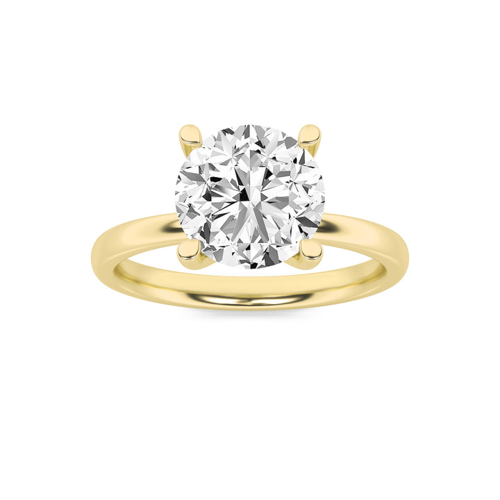 2CTW Round Shaped Lab Grown Diamond (F/VS) Hidden Halo Petite Shank Ring in 14K Gold