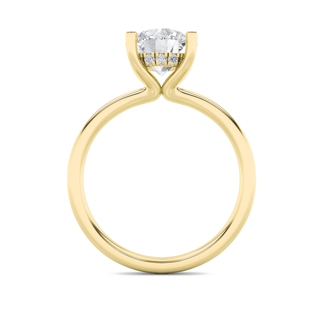 2CTW Round Shaped Lab Grown Diamond (F/VS) Hidden Halo Petite Shank Ring in 14K Gold