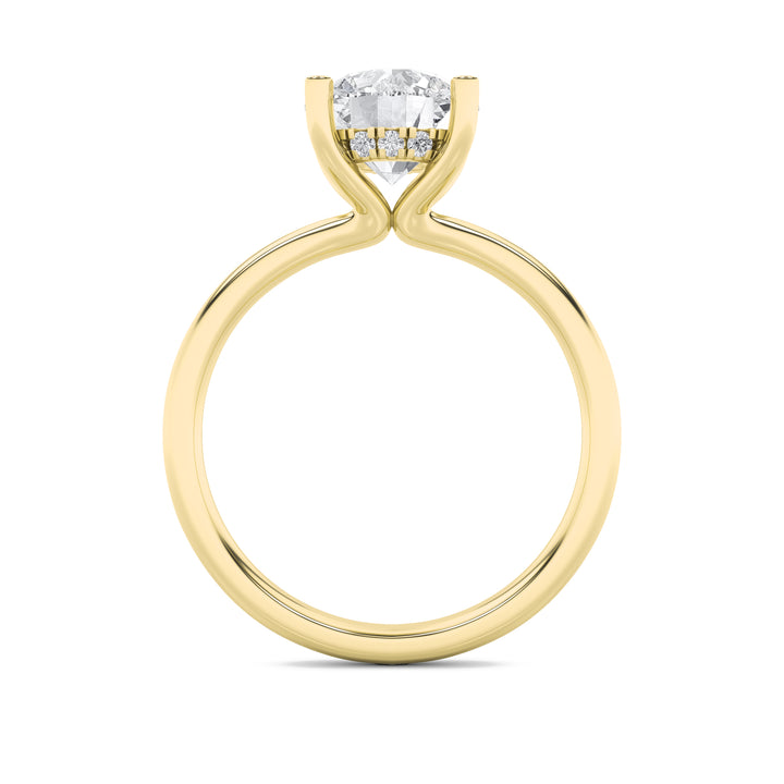 2CTW Round Shaped Lab Grown Diamond (F/VS) Hidden Halo Petite Shank Ring in 14K Gold