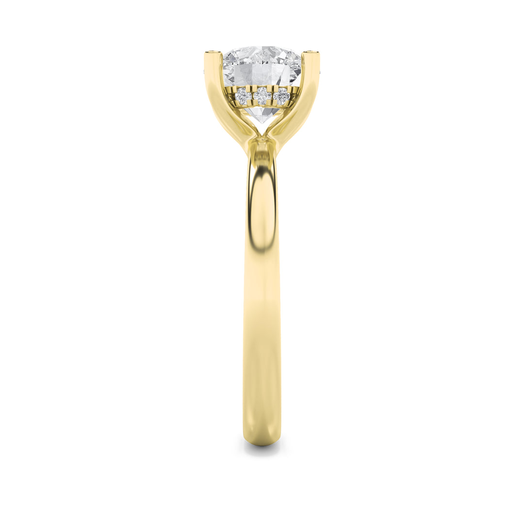 2CTW Round Shaped Lab Grown Diamond (F/VS) Hidden Halo Petite Shank Ring in 14K Gold