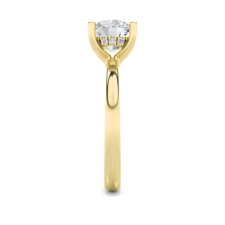 2CTW Round Shaped Lab Grown Diamond (F/VS) Hidden Halo Petite Shank Ring in 14K Gold