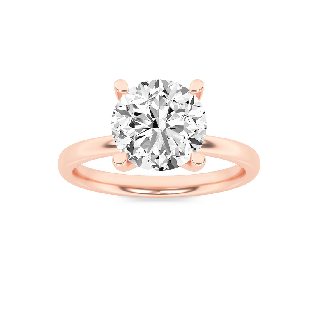 2CTW Round Shaped Lab Grown Diamond (F/VS) Hidden Halo Petite Shank Ring in 14K Gold