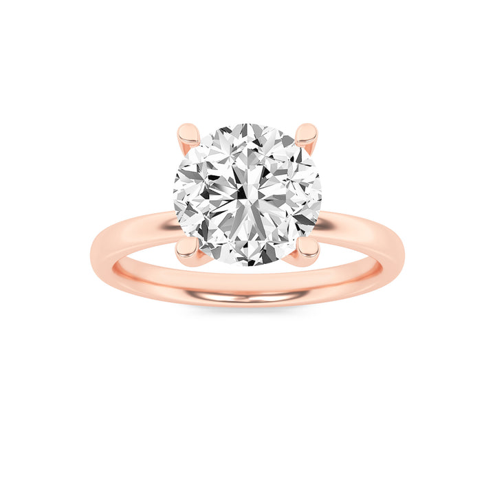 2CTW Round Shaped Lab Grown Diamond (F/VS) Hidden Halo Petite Shank Ring in 14K Gold
