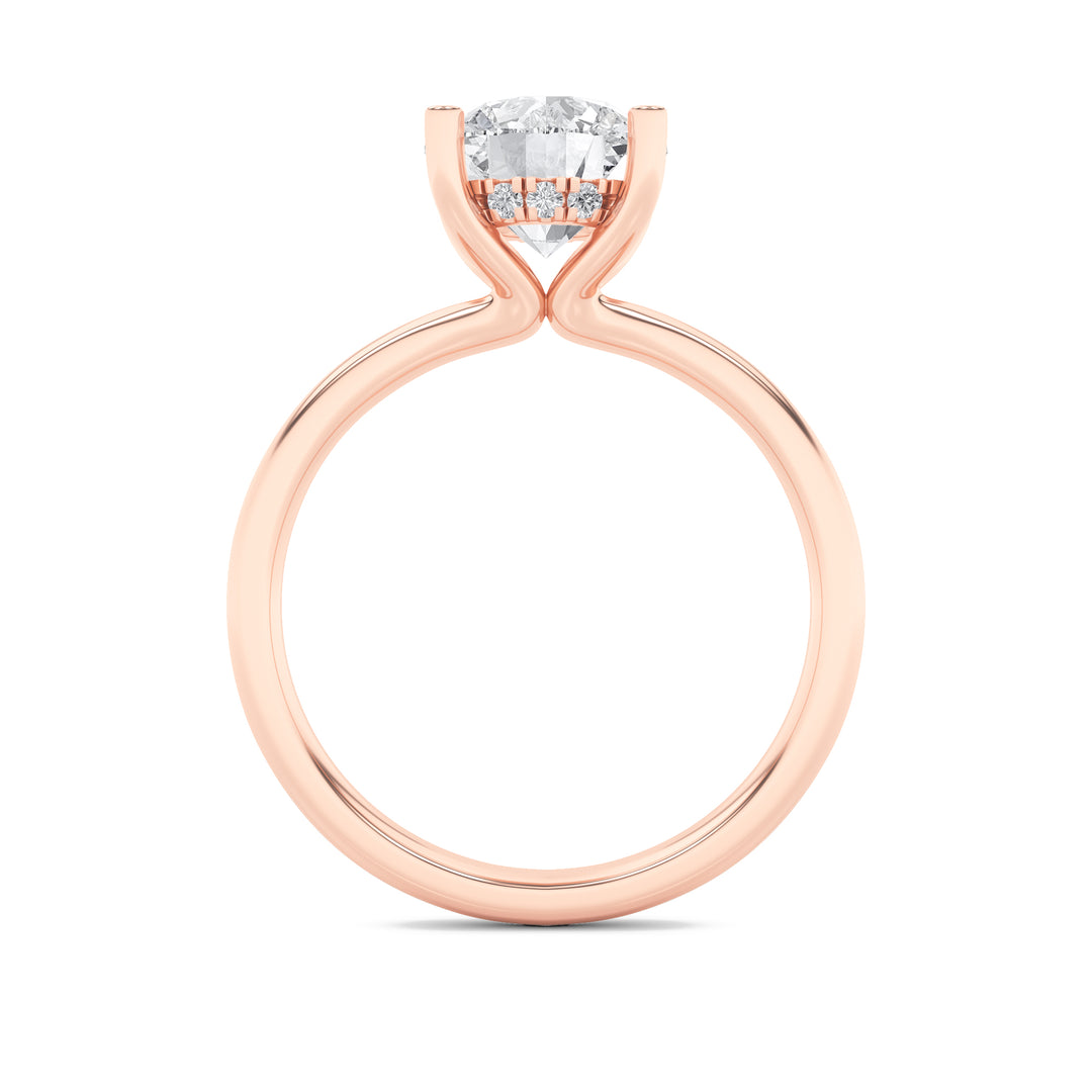 2CTW Round Shaped Lab Grown Diamond (F/VS) Hidden Halo Petite Shank Ring in 14K Gold