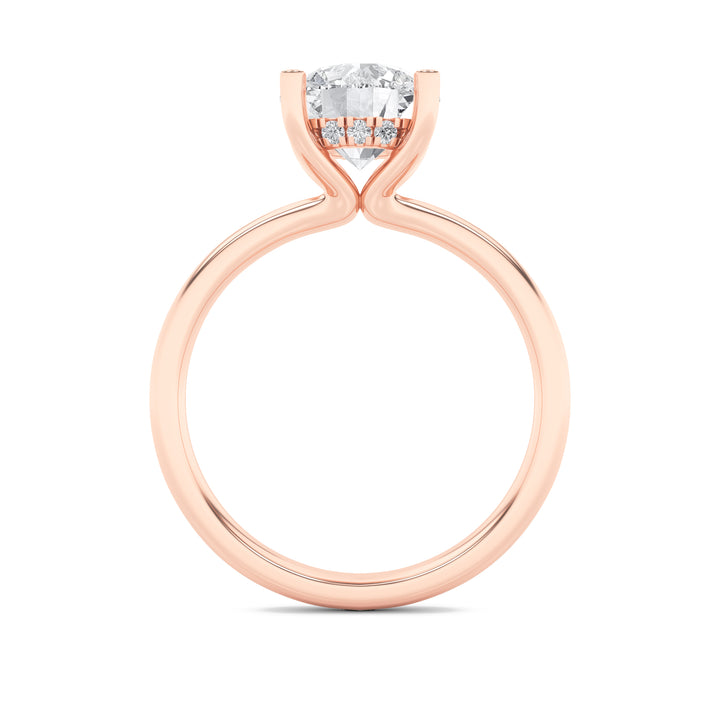 2CTW Round Shaped Lab Grown Diamond (F/VS) Hidden Halo Petite Shank Ring in 14K Gold