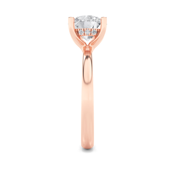 2CTW Round Shaped Lab Grown Diamond (F/VS) Hidden Halo Petite Shank Ring in 14K Gold