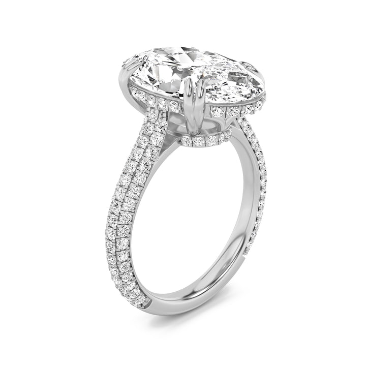 7Cttw Oval Shaped Lab Grown Diamond (F/VS) Bold Statement Accented Ring in 14K Gold