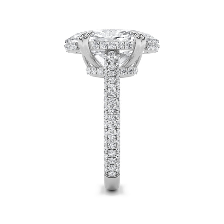 7Cttw Oval Shaped Lab Grown Diamond (F/VS) Bold Statement Accented Ring in 14K Gold