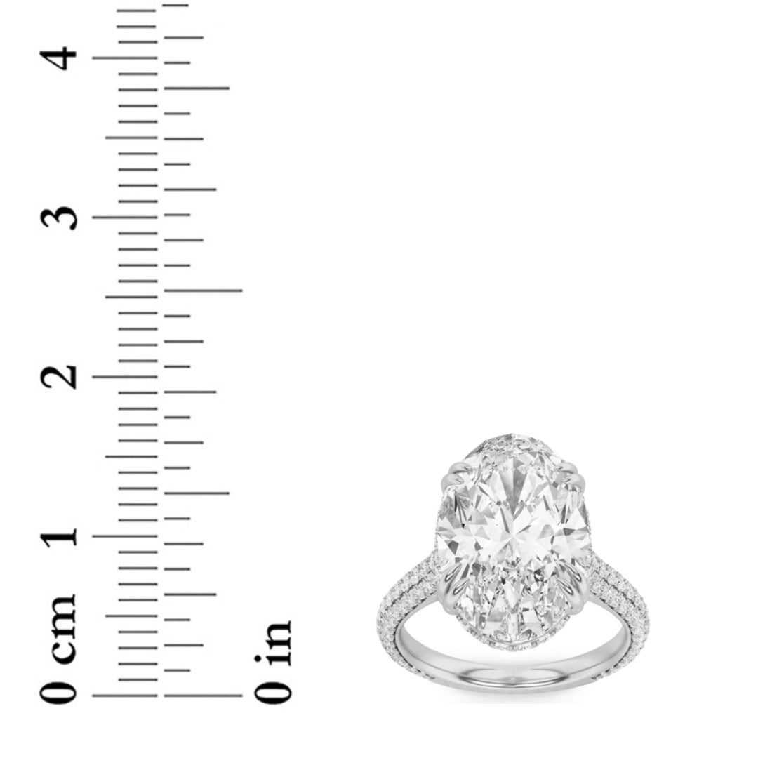 7Cttw Oval Shaped Lab Grown Diamond (F/VS) Bold Statement Accented Ring in 14K Gold