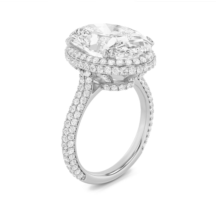 7.5Cttw Oval Shaped Lab Grown Diamond (F/VS) BoldStatement Accented Ring in 14K Gold