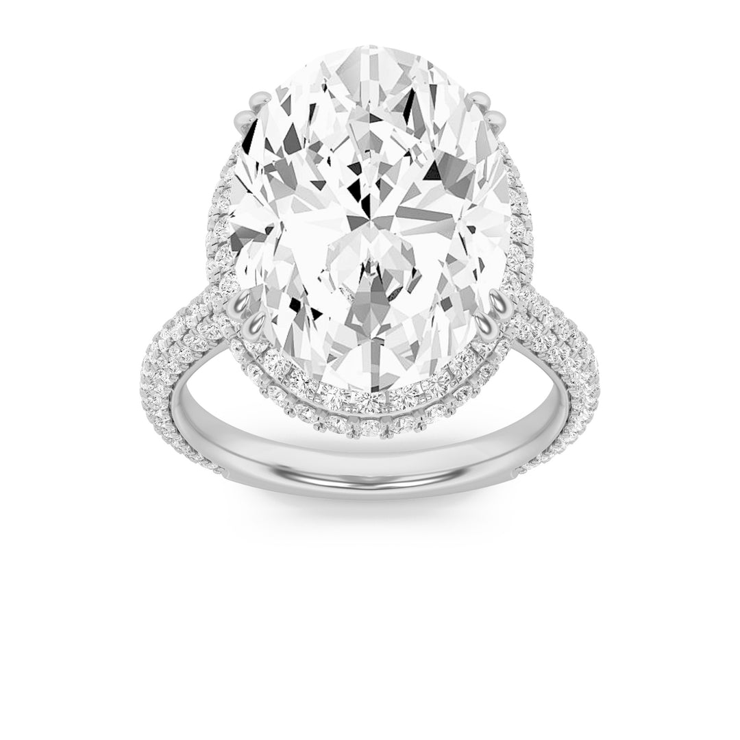 7.5Cttw Oval Shaped Lab Grown Diamond (G/VS) BoldStatement Accented Ring in 14K Gold
