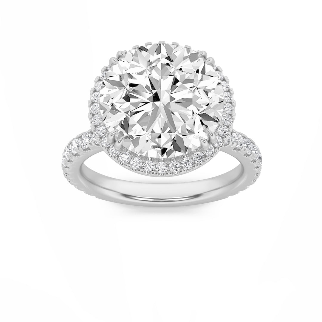 6Cttw Round Shaped Lab Grown Diamond (F/VS) Bold Statement Accented Ring in 14K Gold