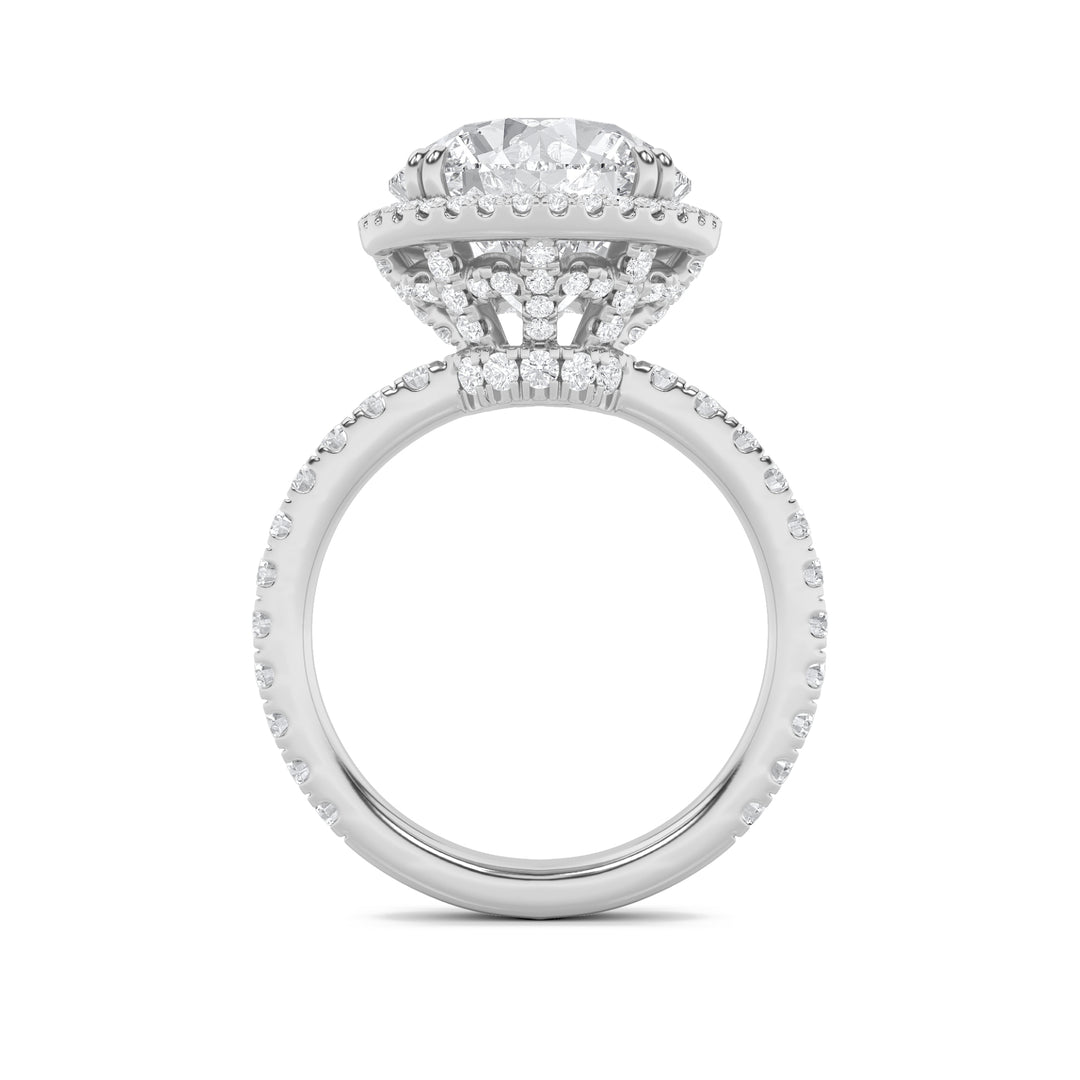 6Cttw Round Shaped Lab Grown Diamond (F/VS) Bold Statement Accented Ring in 14K Gold