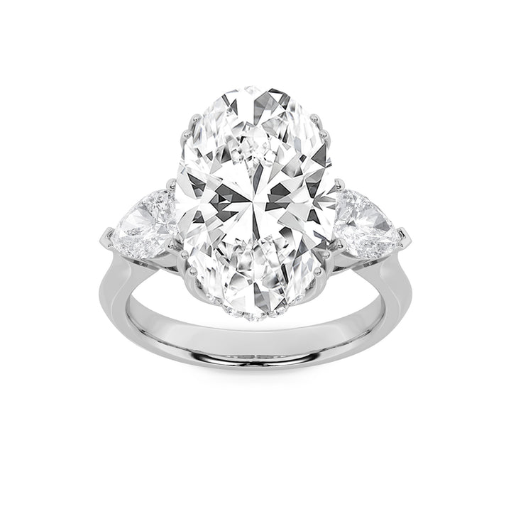 6.5Cttw Oval Shaped Lab Grown Diamond (F/VS) BoldStatement Accented Ring in 14K Gold