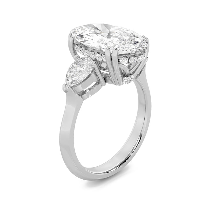 6.5Cttw Oval Shaped Lab Grown Diamond (G/VS) BoldStatement Accented Ring in 14K Gold
